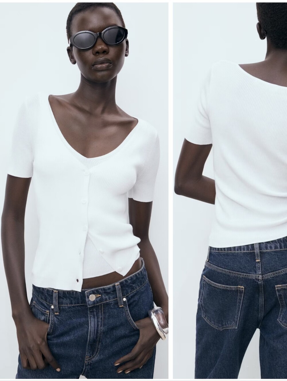MANGO Mixed Ribbed Top